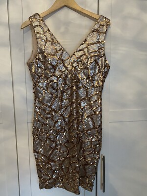 Forever Unique Copper/Gold Sequin Dress 14 | eBay UK