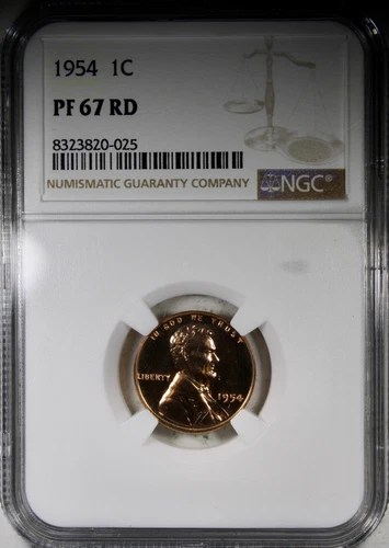 1954-P Proof Lincoln Cent NGC PR67RD High Grade Low Mintage Coin