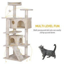 54"Cat Tree Tower Multi-Level Cat Condo w/Scratching Post Kittens Activity Beige