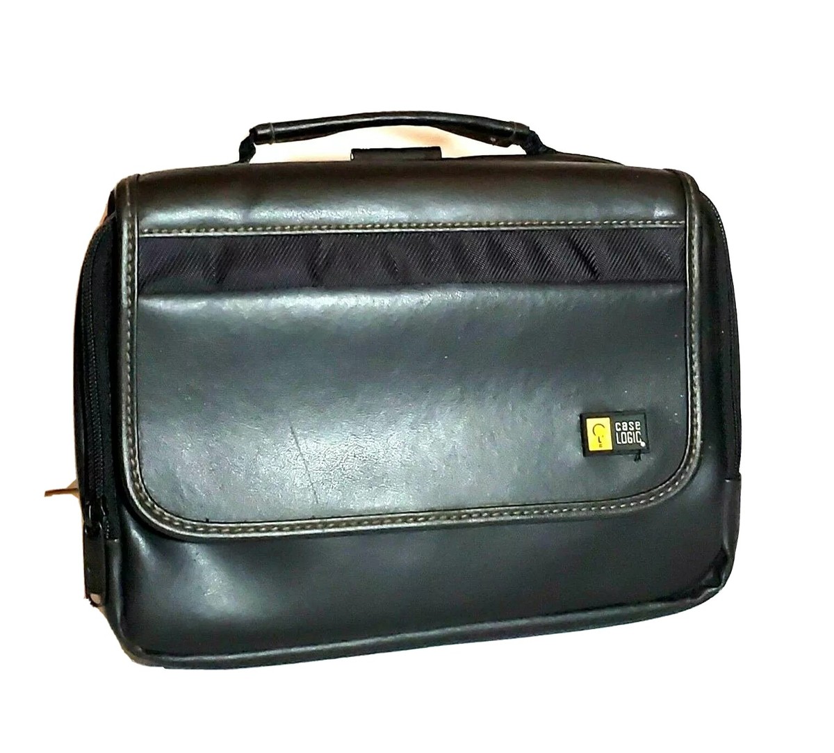 Case Logic Brief Case Messenger Bag Black Leather With Audio Jack