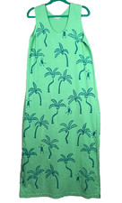 M Mac Maxi Dress Womens Small Geeen Monkey Palm Trees Whimsical Cover Up Slits