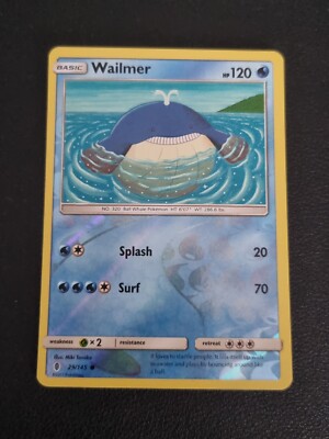 REVERSE HOLO Pokemon Sonne Mond Wächter Rising TCG Karte Wailmer 29/145