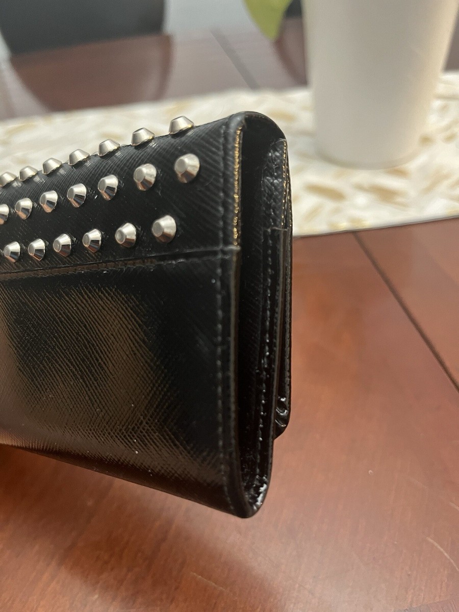 PRADA Long Wallet Black Saffiano Leather studded Limited PRADA Long Wallet Black Saffiano Leather studded Limited