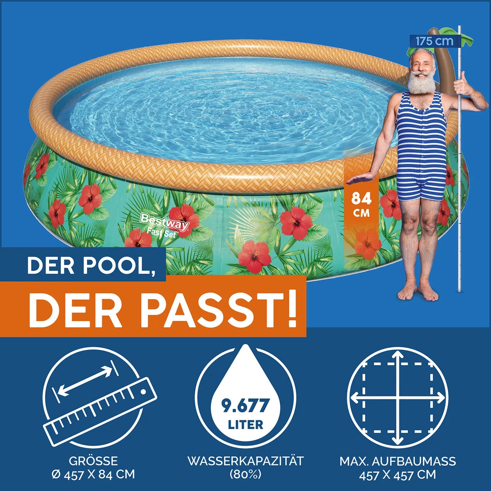 Bestway® Fast Set™ Aufstellpool-Set mit Wassersprinkler und Filter Ø 457x84 cm - Bild 3 von 4