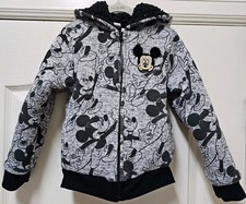 Disney Sweatshirt Youth 6 Gray Mickey Print Warm Fleece Lined Zip Hoodie
