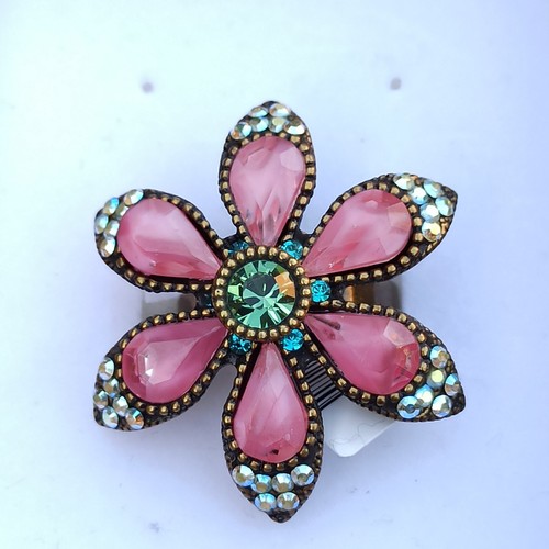 Michal Negrin Ring Pink Large Star Flower With Swarovski Crystals Colorful Gift - Picture 6 of 22