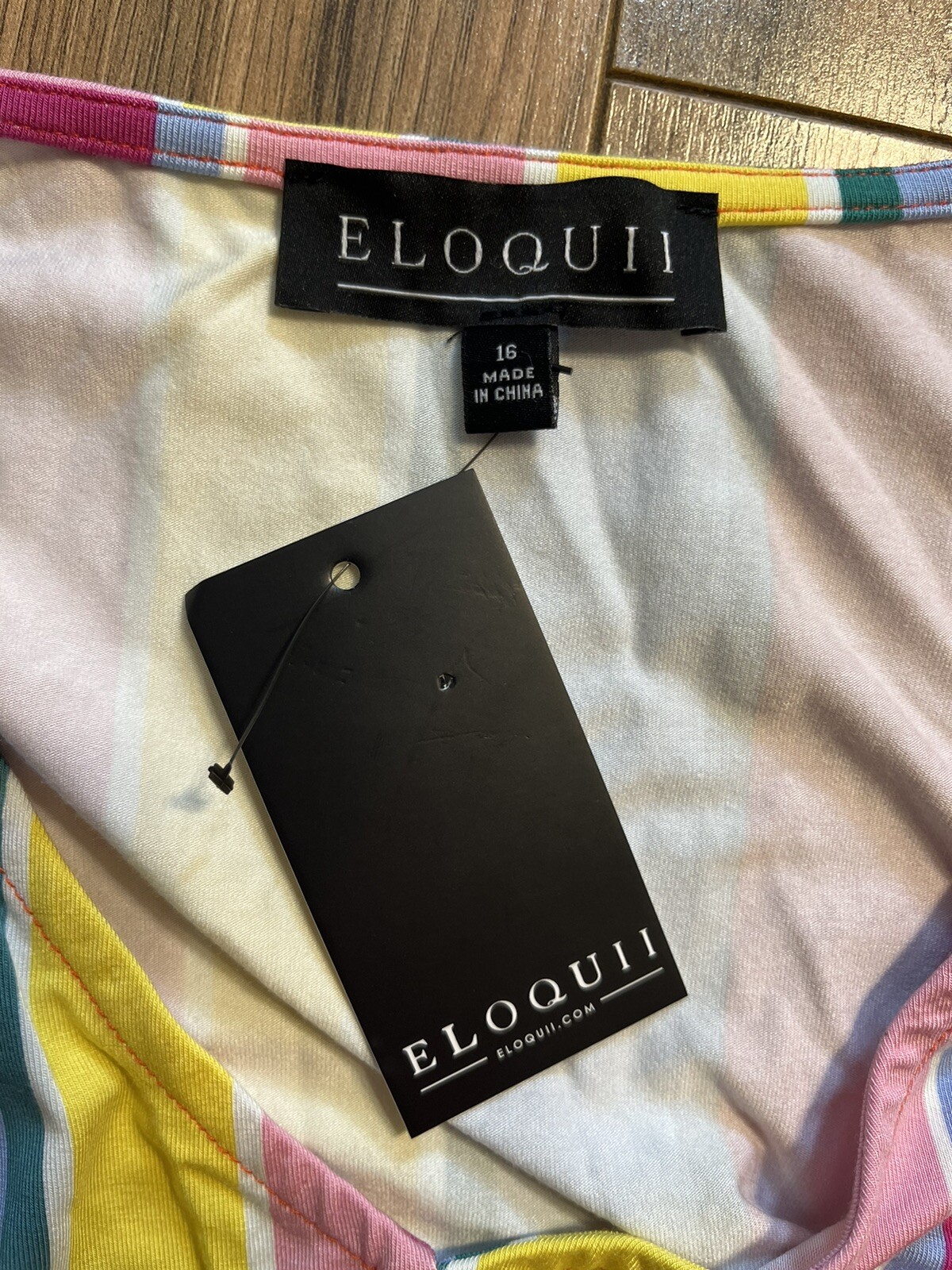 ELOUQII Wrap Around Tie Dress Rainbow Striped 16