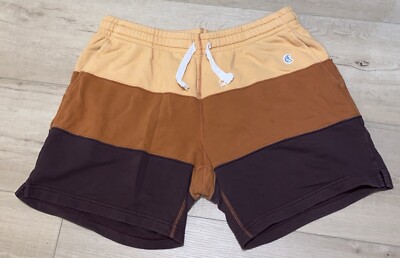Champion x Todd Snyder New York Mens Pieced Stripe Warmup Short Brown Size Large