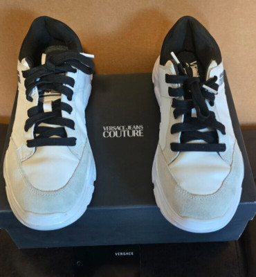 VERSACE Jeans Couture Sneakers White Speedtrack Athletic Lace Up Trainers 41- 8