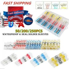 250pcs Solder Seal Sleeve Heat Shrink Butt Wire Connectors Terminals Waterproof