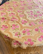 Antique Hungarian Matyo Heavily Hand Embroidered Silk Piano Shawl ZZ427