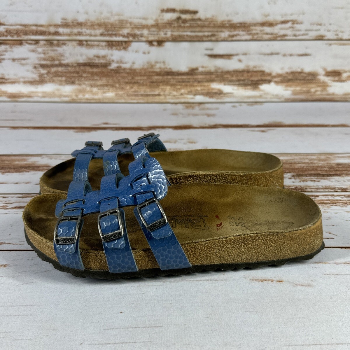 Birki’s Womens 245 Size 38 Triple Strap Sandals Blue, Adjustable Straps  L7 M5