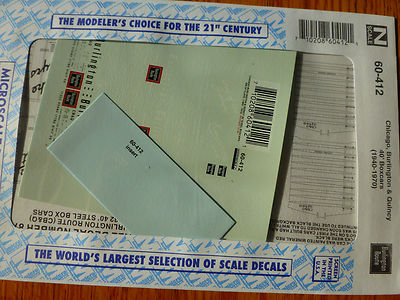 Microscale HO Scale Decal Set 87-412, Chicago Burlington & Quincy 40' Boxcars - View #2