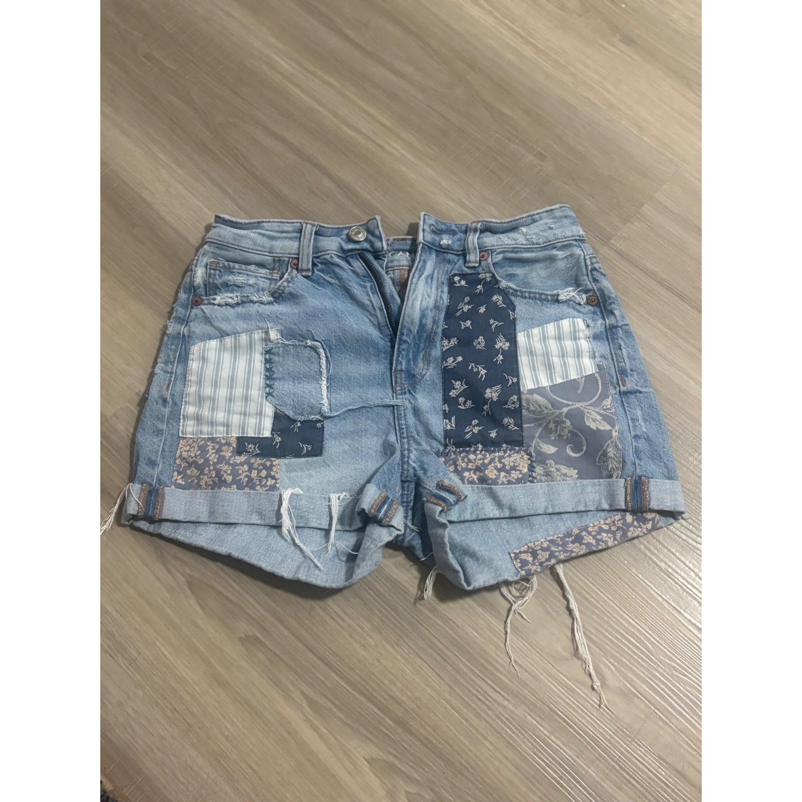 American Eagle Denim Shorts Patchwork Distressed … - image 1