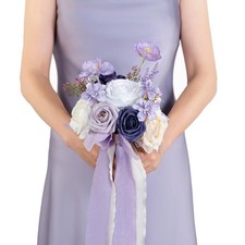BENCENTRE 7 Inch Purple Wedding Bouquet for Bride Bridesmaid,Lilac Bridesmaid...