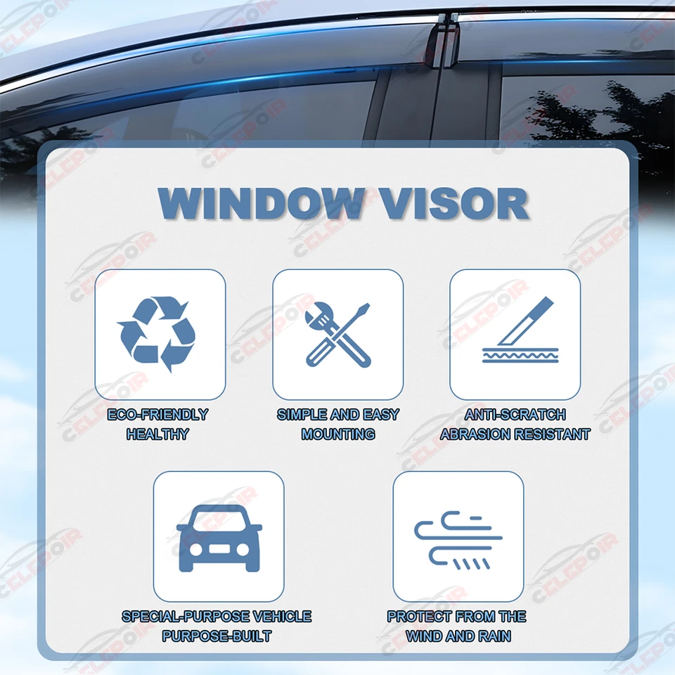 Para 2003-2008 Honda Pilot viseira de janela ventilação defletor de vento solar guarda chuva - Imagem 2 de 4