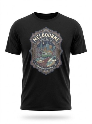 Melbourne Australia Laneway Tram Graphic T-Shirt Unisex Travel Tee