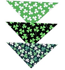 St. Patrick's Day Dog Bandanas  3-Pack  Lucky Shamrock Clover Bandanna 