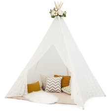 85" Height 5 Sides Huge Lace Teepee Tent for Kids Adult Wedding w/ Light Strings
