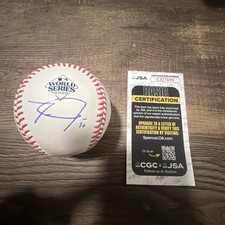 Travis Jankowski Signed Official 2023 World Series Baseball Texas Rangers JSA