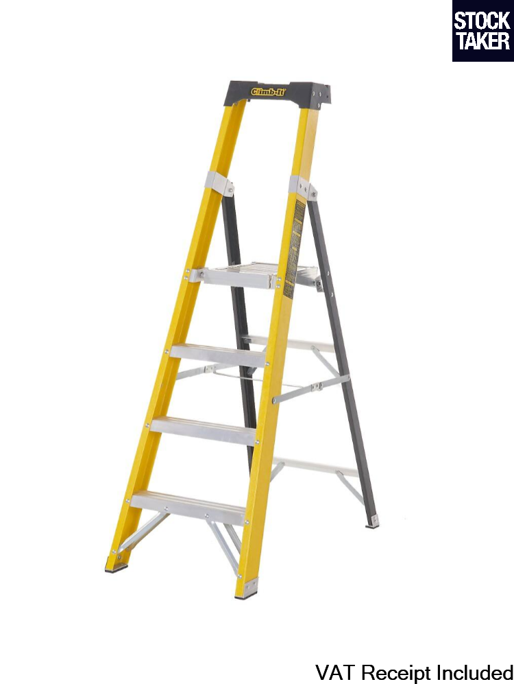 Climb-It Glass Fibre 4 Tread Platform Step ladder Tool Tray Swingback Stepladder