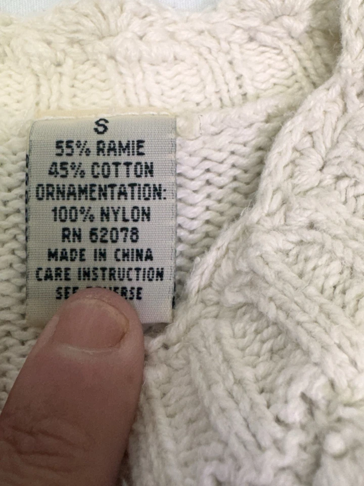 Suéter Vintage Dana Scott Mujer Floral Años 90 Cottage Cuentas Cable Tejido Talla S Foto 4 de 4