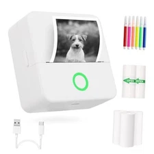  Thermal Pocket Printer Portable Inkless Bluetooth 1 Printer + 5 Rolls Paper