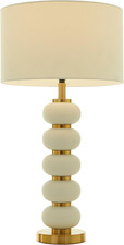 Metal Room Table Lamp Orbs Style Base Accent Lamp with Drum Shade, Lamp 15" X 15