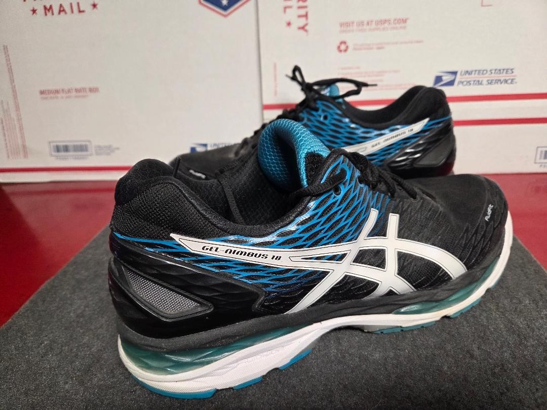 ASICS MEN'S GEL-NIMBUS 18 RUNNING TRAINING WALKING SHOES BLACK/WHITE SIZE 13M thumbnail 9