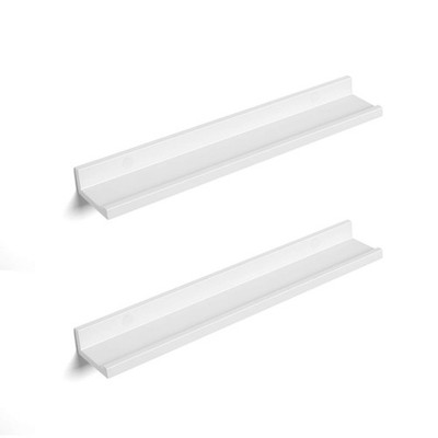 SONGMICS Wandregal 2er-Set 60x10 cm Hochglanz Weiß MDF für Bilderrahmen