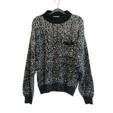 VINTAGE Le Tigre Sweater Men's XL Black White Abstract Hip-hop Pocket 80's Baggy