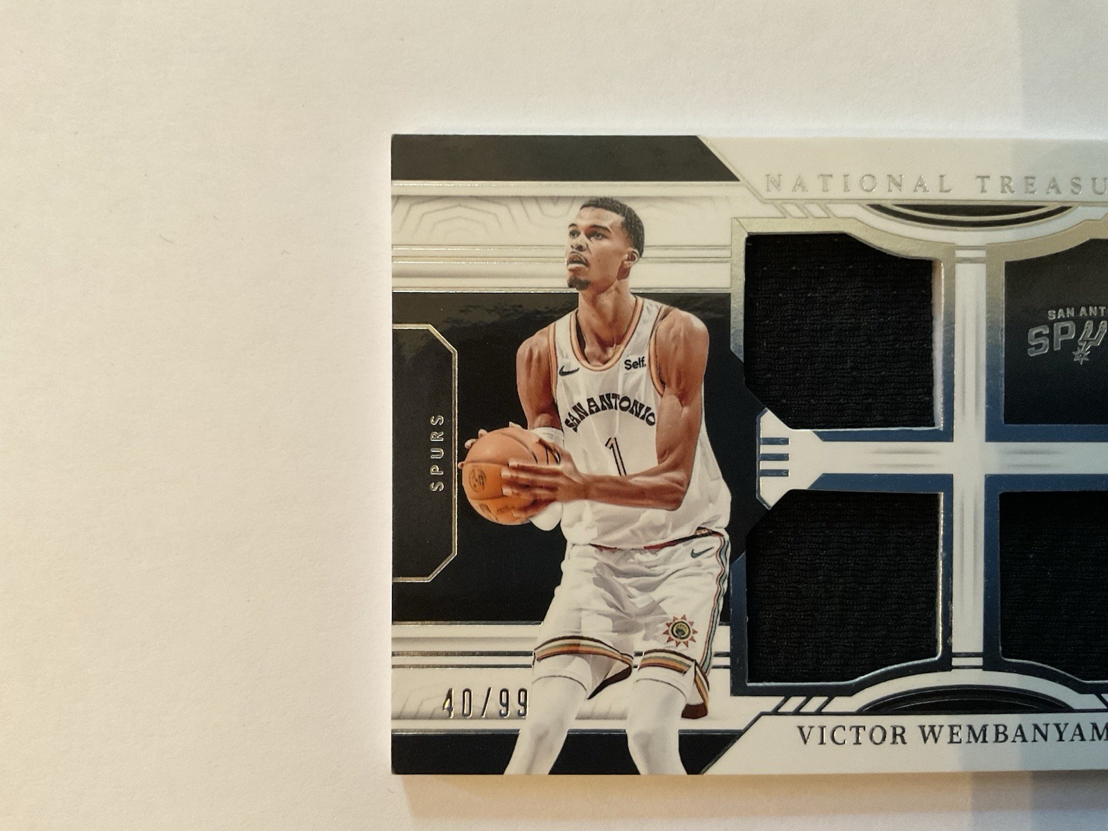 2023-24 National Treasures Victor Wembanyama Rookie Triple Materials Patch #/99 view 4