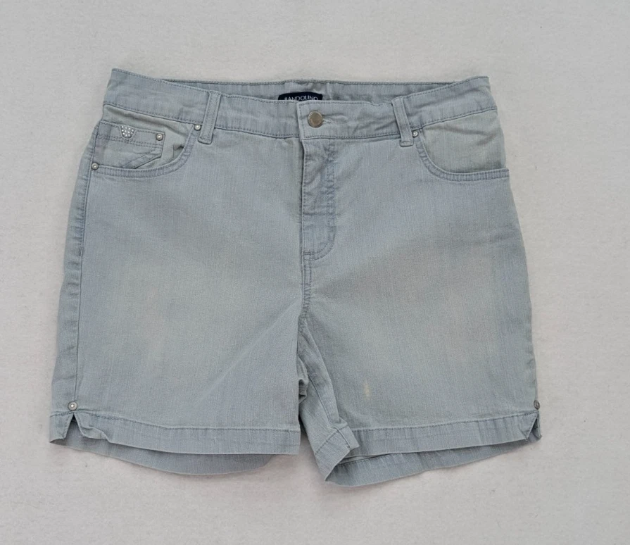 Pantalones Cortos de Jean Bandolino Para Mujer Talla 14P Denim Azul Tachonado Elástico Mandie Foto 2 de 4