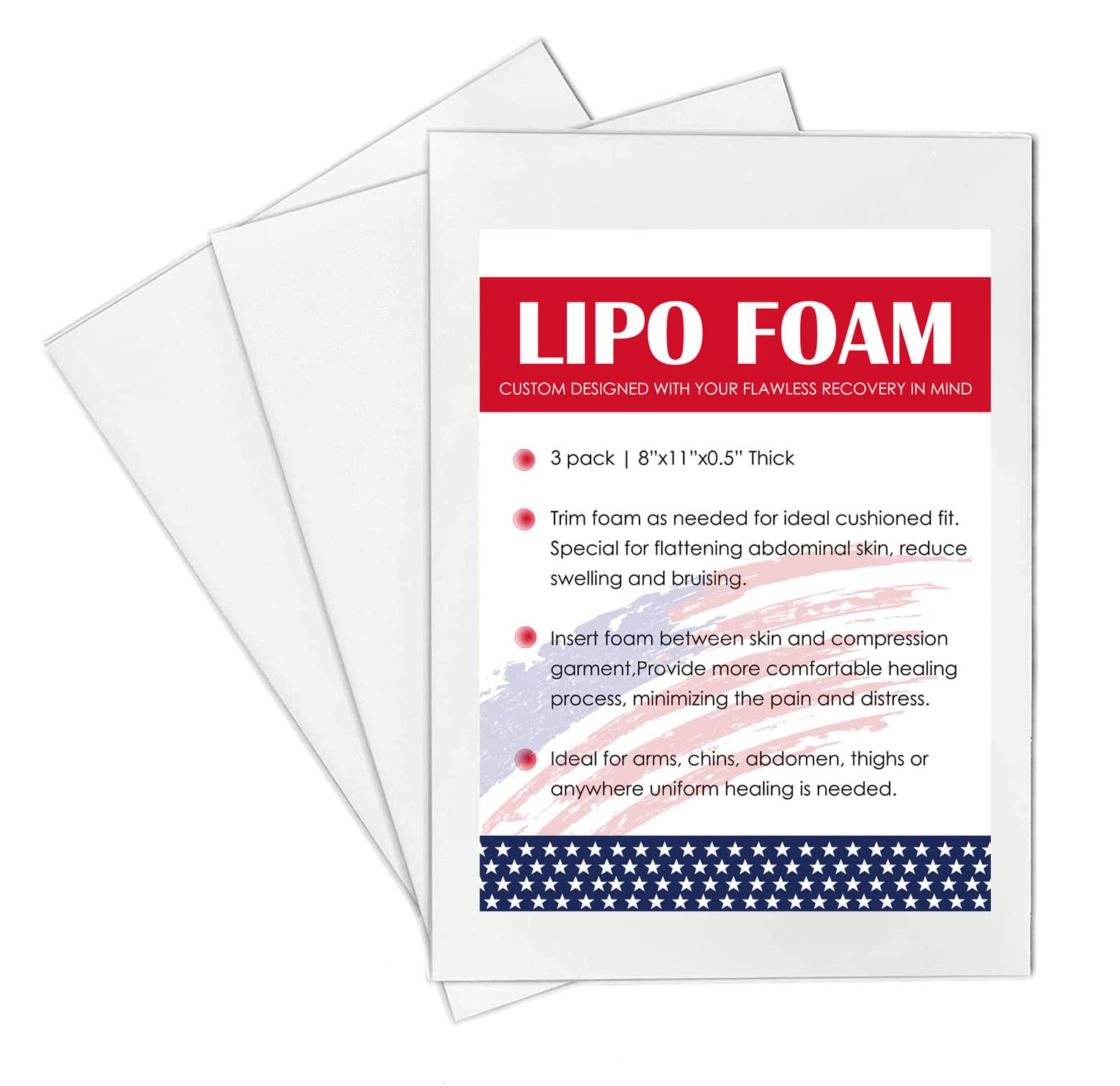 KUSMOO 3 Pack Lipo Foam Pads for Post-Surgery Compression and Contouring