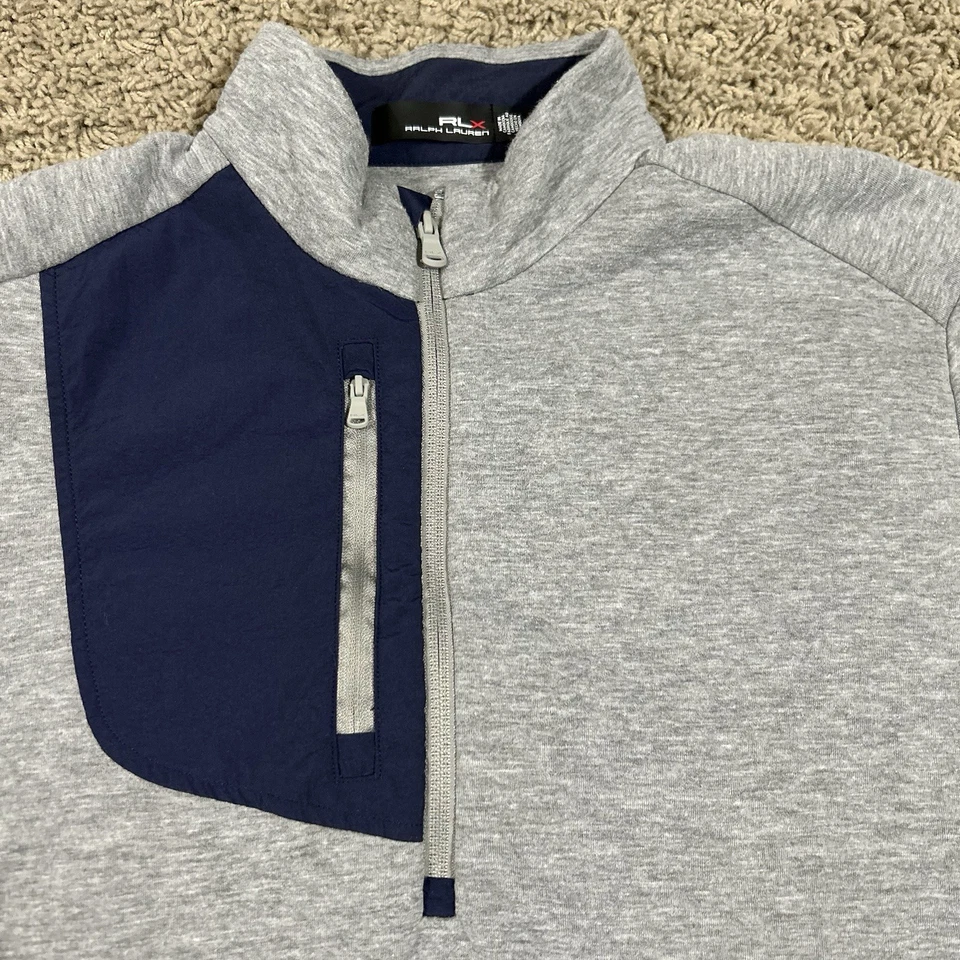 Chaqueta Pullover RLX Ralph Lauren Para Hombre Grande Gris Colonial Campo de Golf 1/4 Cremallera Foto 3 de 4