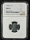 1943-S 1C  Lincoln Wheat One Cent NGC MS65   8699719-060