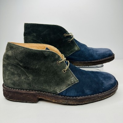Ralph Lauren Suede Chukka Boots Mens Size 10.5 Blue Green Crepe Sole Italy