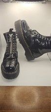 Dr Martens Sinclair Black Patent Croc Emboss Platform Boots Zip UK 8 EU 42