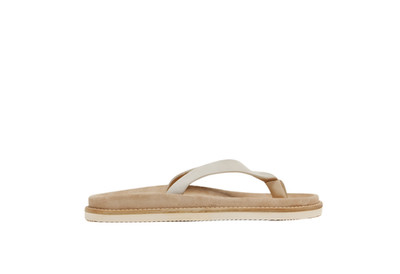 Brunello Cucinelli Mens Suede Flip Flops In Limestone