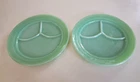 2 VINTAGE 9 5/8" JADEITE FIRE KING RESTAURANT OVEN DIVIDED HEAVY GRILL PLATES
