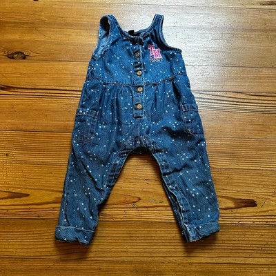 Tommy Hilfiger jean sleeveless pink emblem long pant romper SIZE 18M