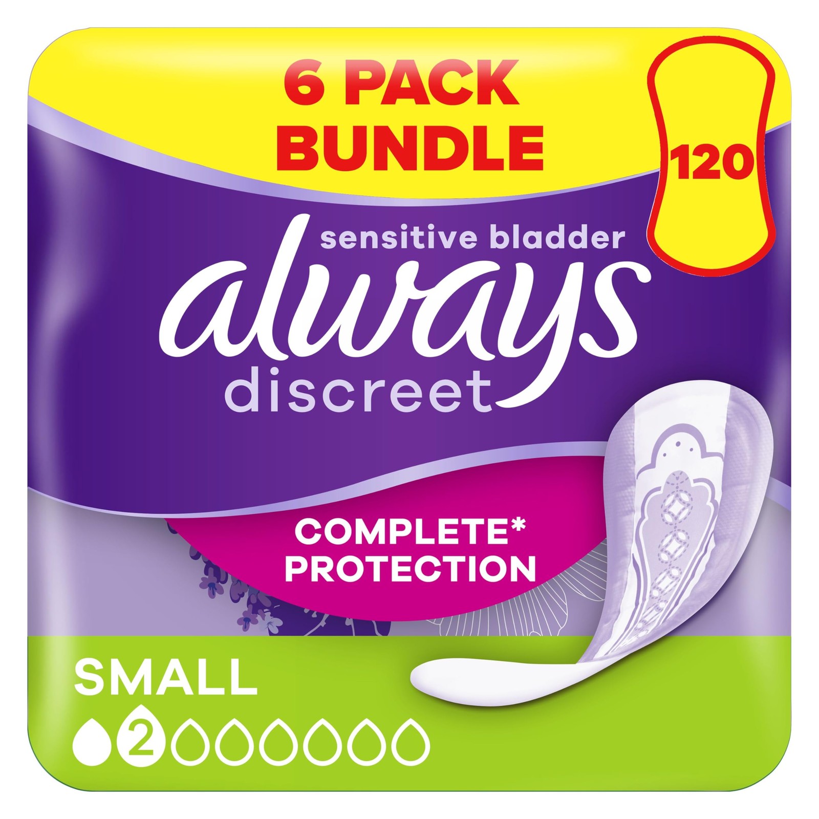 Discreet Incontinence Pads for Women, Small, 120 Mod. Absorbency, Odor Control - Image 2