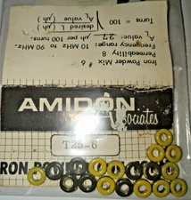 Amidon Iron Powder Toroidal Core T-25-6 - lot of 18 FREE SHIPPING