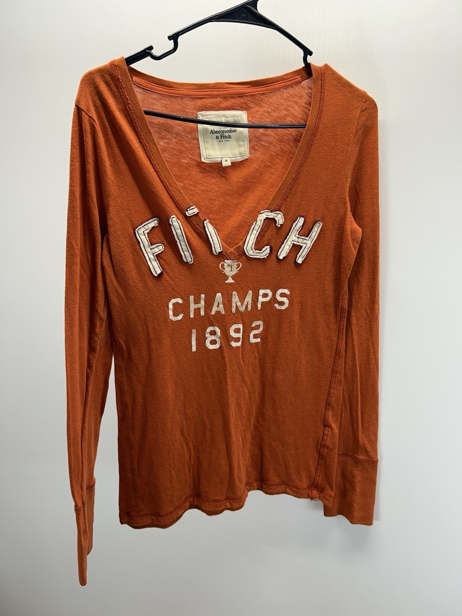 VINTAGE ABERCROMBIE & FITCH WOMEN'S ORANGE 1892 Champs SHIRT. Size
