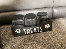 3 Bin Dog Treat Holder Good for a variety of treats Plastic Canisters