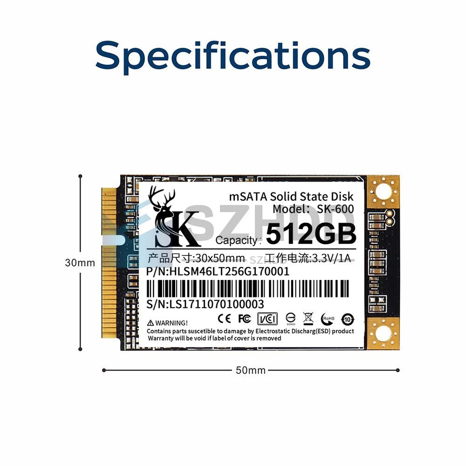 NEW 512gb Msata Internal SSD SATA III For Lenovo ThinkPad T420 T430 T440 Laptop - Image 3 of 4