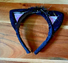 Black Cat Ears Headband   Pink Lining   Costume / Cosplay - Child Size