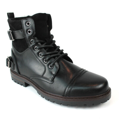Black Ankle Dress Boots Cap Toe Side Zipper Leather Suede  display picture 2