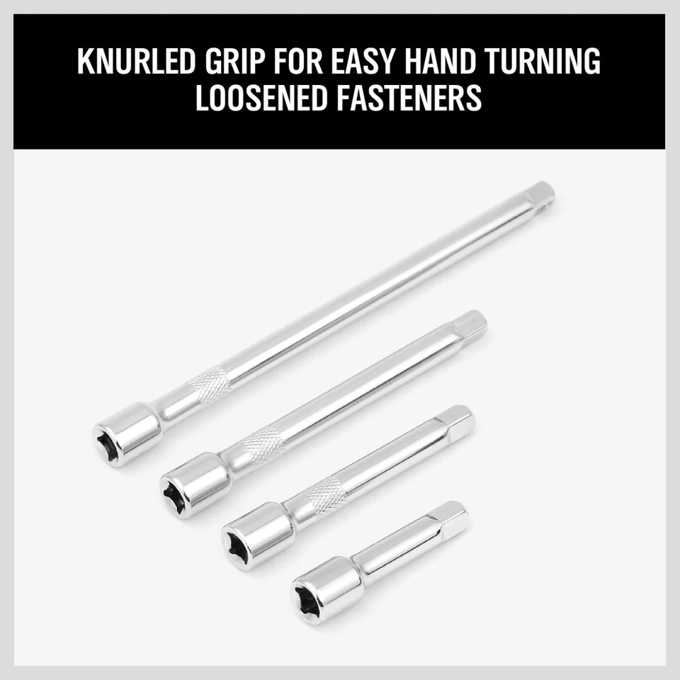 4pc 1/4" LONG Socket Extension Bar Set Shaft 2" 3" 4" 6" Socket Ratchet Improved - Image 4 of 4