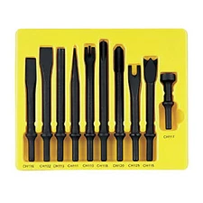 Grey Pneumatic 10pc Air Hammer Chisel/ Cutter/ Hammer Bit Set .401" Shank #CS110
